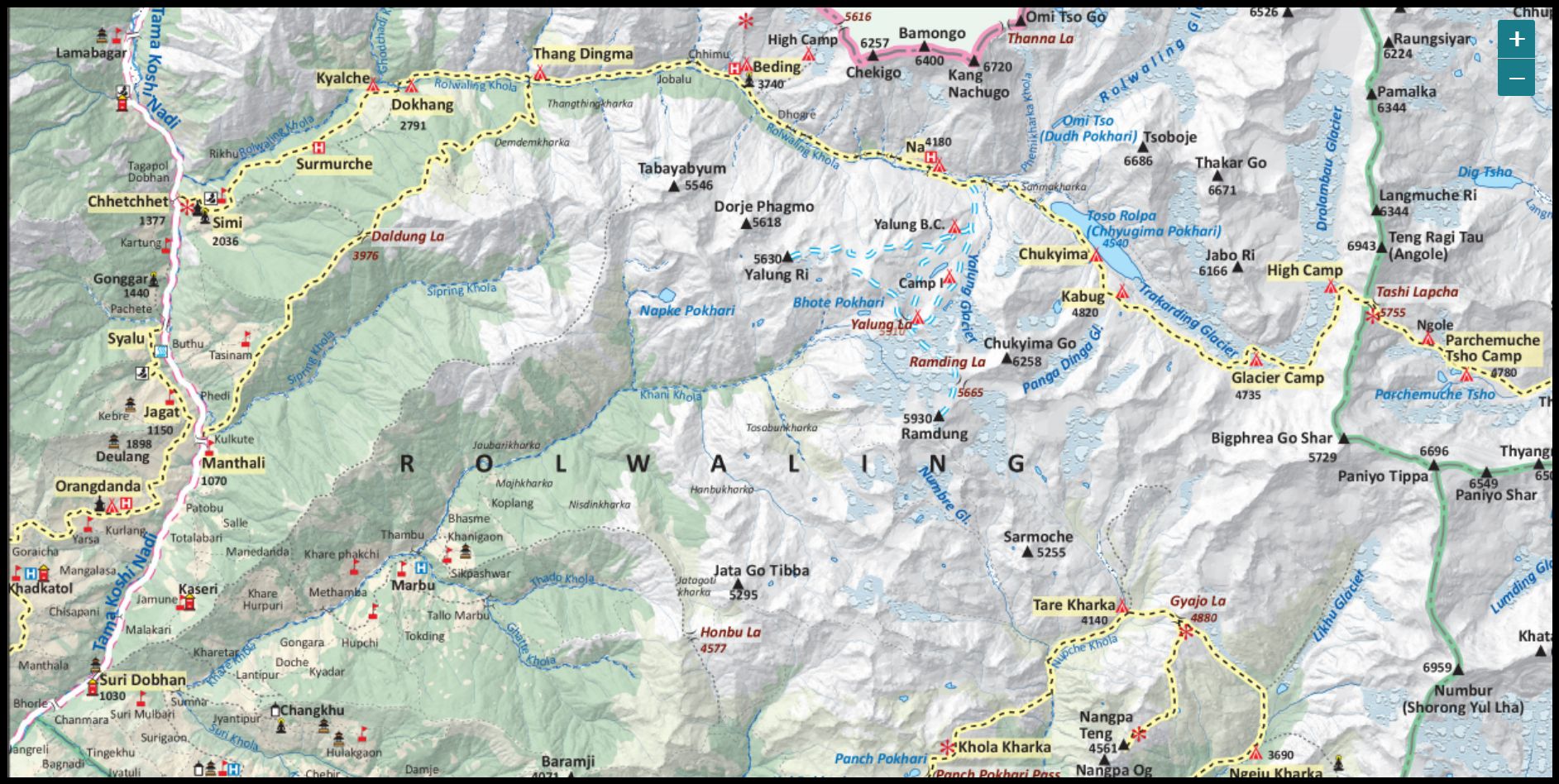 Map of Rolwaling Valley