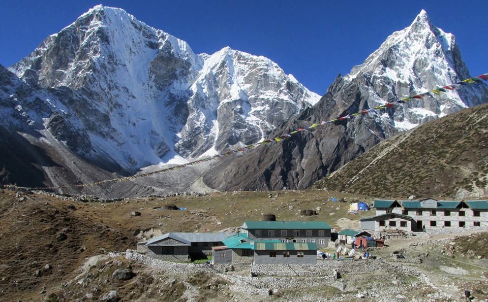 Mount Taboche and Mount Cholatse on route to Everest Base Camp