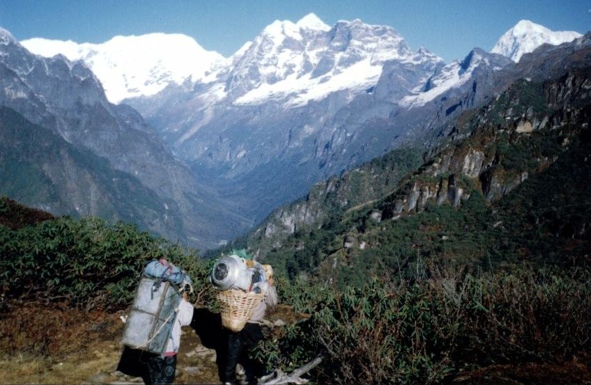 Iswa Khola Valley and Chamlang on ascent to Shipton La