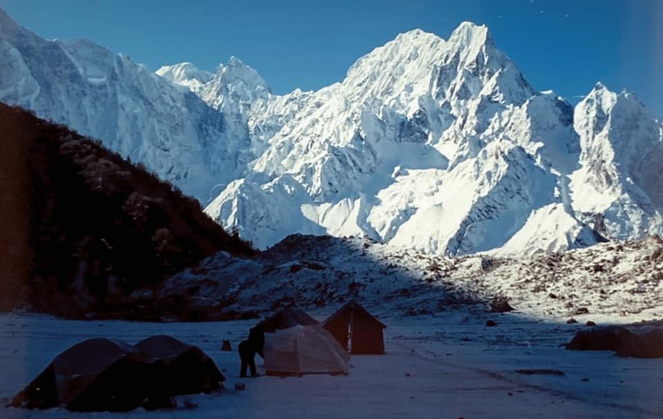 Mt.Phungi from camp at Phedi beneath Larkya La