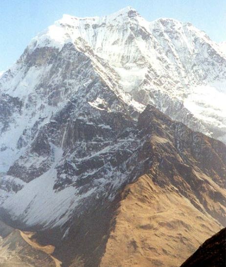 Mt.Pang Puchi on ascent from Samdu to Larkya La