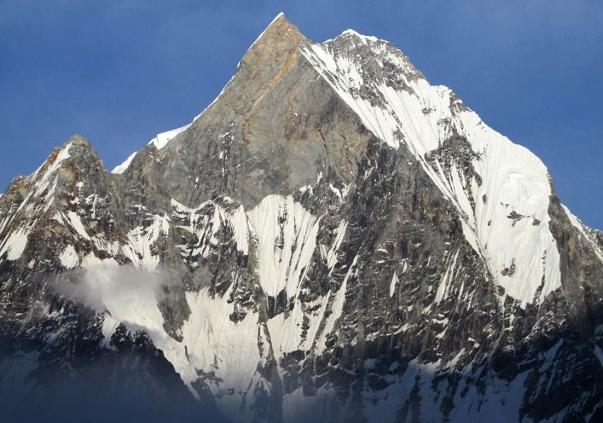 Mount Macchapucchre ( Fishtail Mountain ) above the Modi Khola Valley