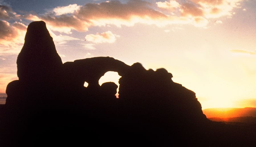 Sunset at Turret Arch in Windows Section of Arches National Park