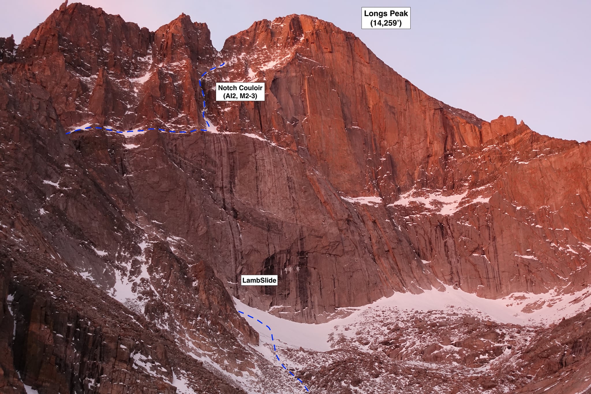 Diamond Face of Longs Peak from Chasm Lake