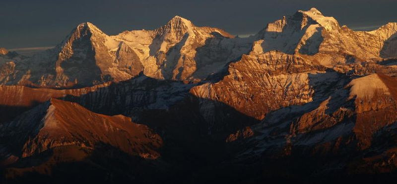 Eiger, Monch and Jungfrau in the Bernese Oberlands Region of the Swiss Alps