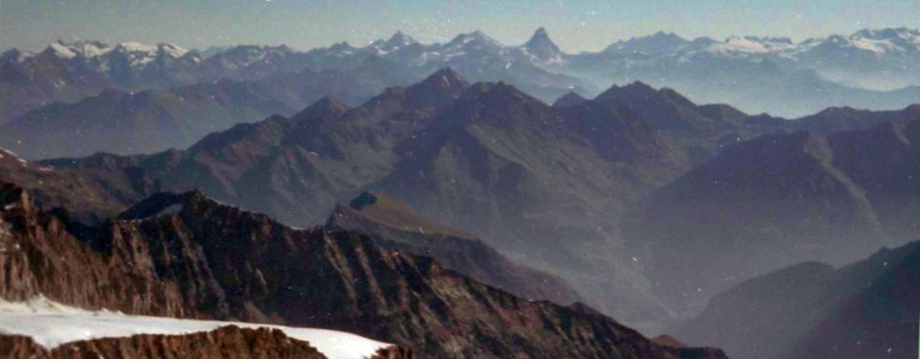 Matterhorn and Monte Rosa from the summit of Gran Paradiso