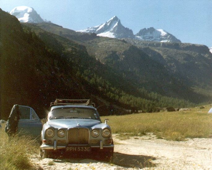 Alpine Peaks above the roadhead at Pont in Val d'Aosta in NW Italy