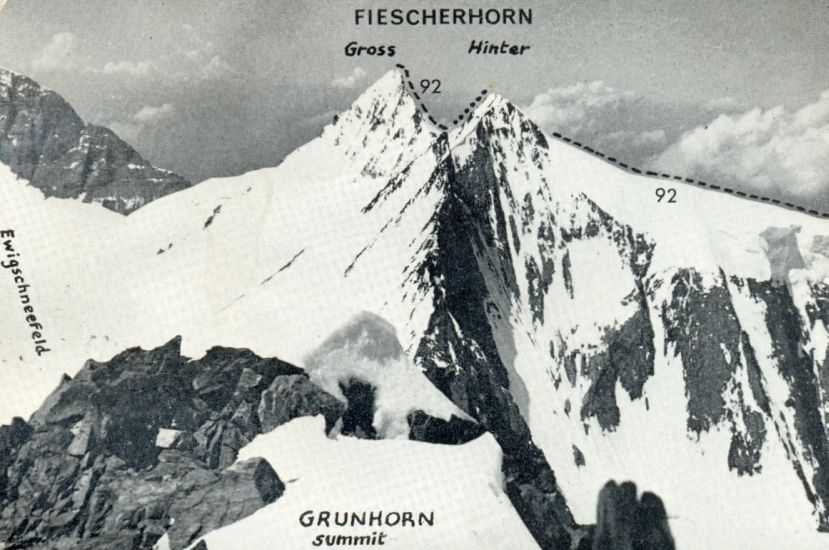 Ascent Routes for the Fiescherhorn in the Bernese Oberlands Region of the Swiss Alps