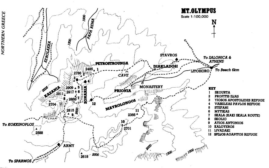 Access Route for Skolio Peak on Mount Olympus