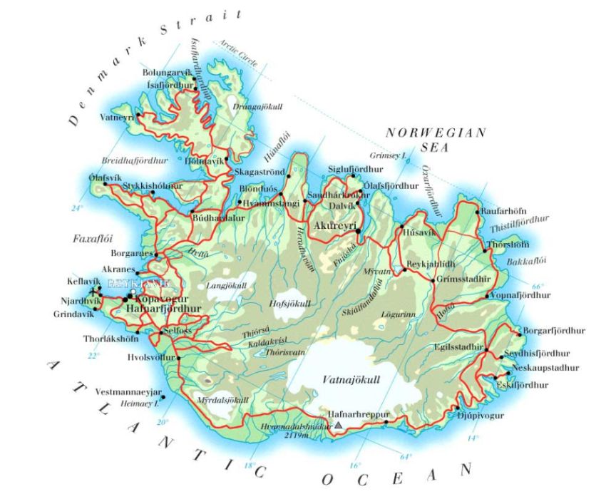 Map of Iceland