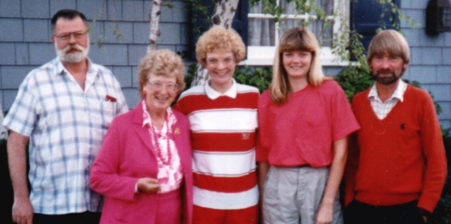 Richard Blake, Peggy Ingram, Sheila (ne McKenzie) Blake, Tracy Blake, Charles Alan Ingram, Lakewood, California, April 1992