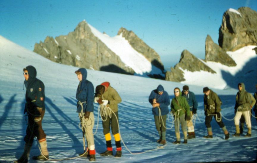 On ascent of Morganhorn in the Bernese Oberlands of the Swiss Alps