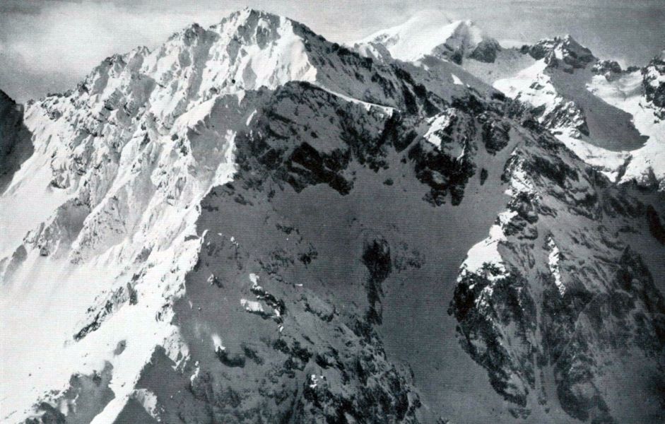 Aerial view of Djebel Toubkal in the High Atlas from Imlil