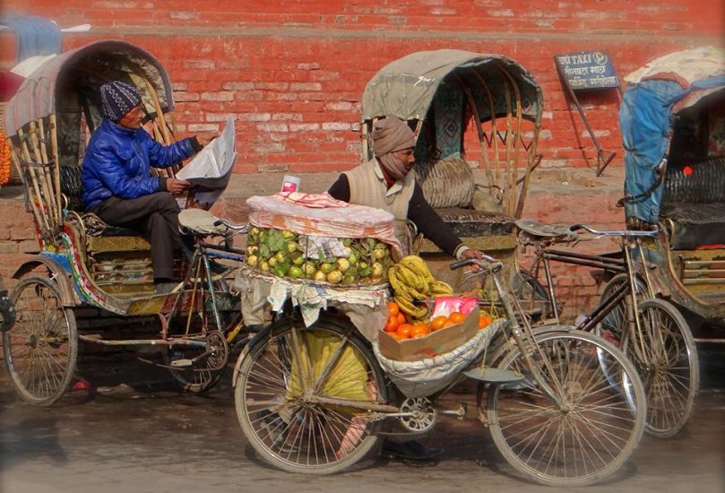 Rickshaws in Durbar Square in Kathmandu