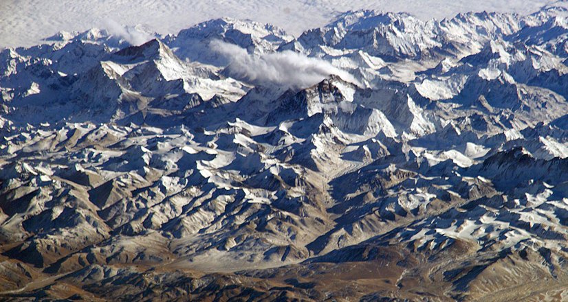 Everest and Makalu from space