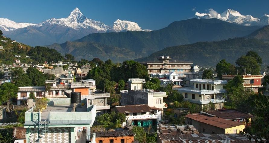 Annapurna South Peak, Macchapucchre ( Fishtail Mountain ) and Annapurna III from Pokhara