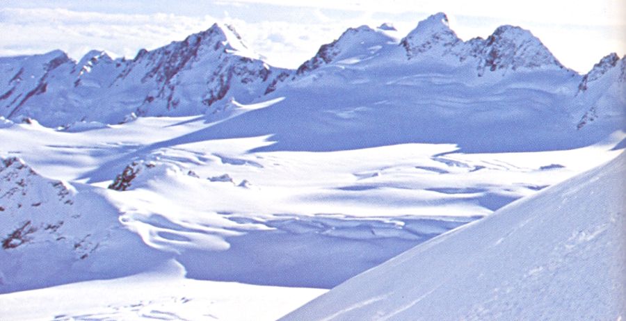 The Peaks of "The Divide" above Fox Glacier on South Island of New Zealand