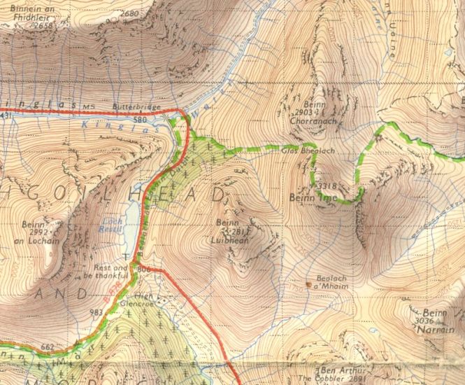 The Arrocher Alps - Map of Beinn Luibhean and Beinn Ime