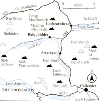 Location Map for Ben Ledi and Ben Vane