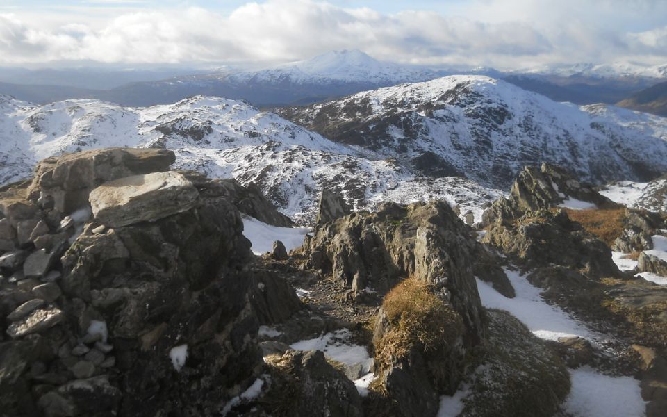 Ben Lomond and Bheinn Bhreac from summit of Ben Venue