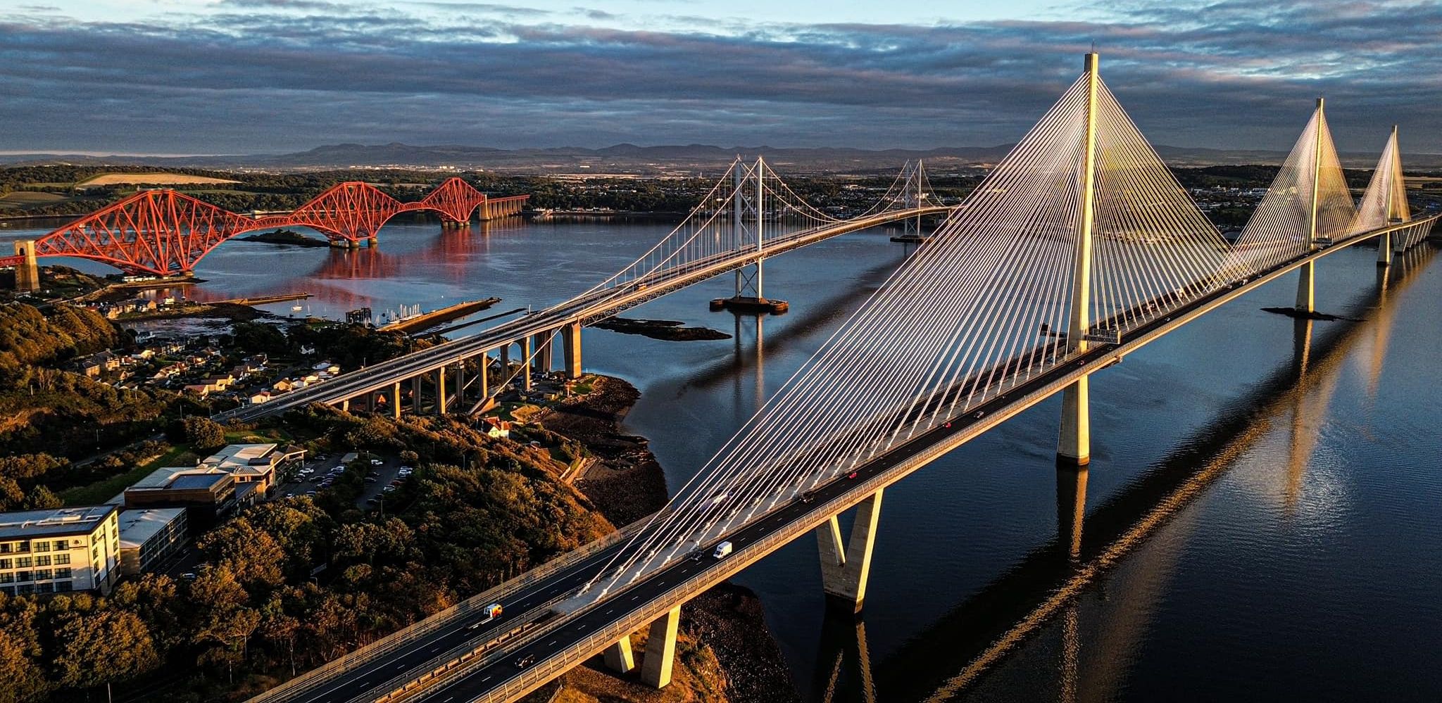 Aerial view of Forth Bridges