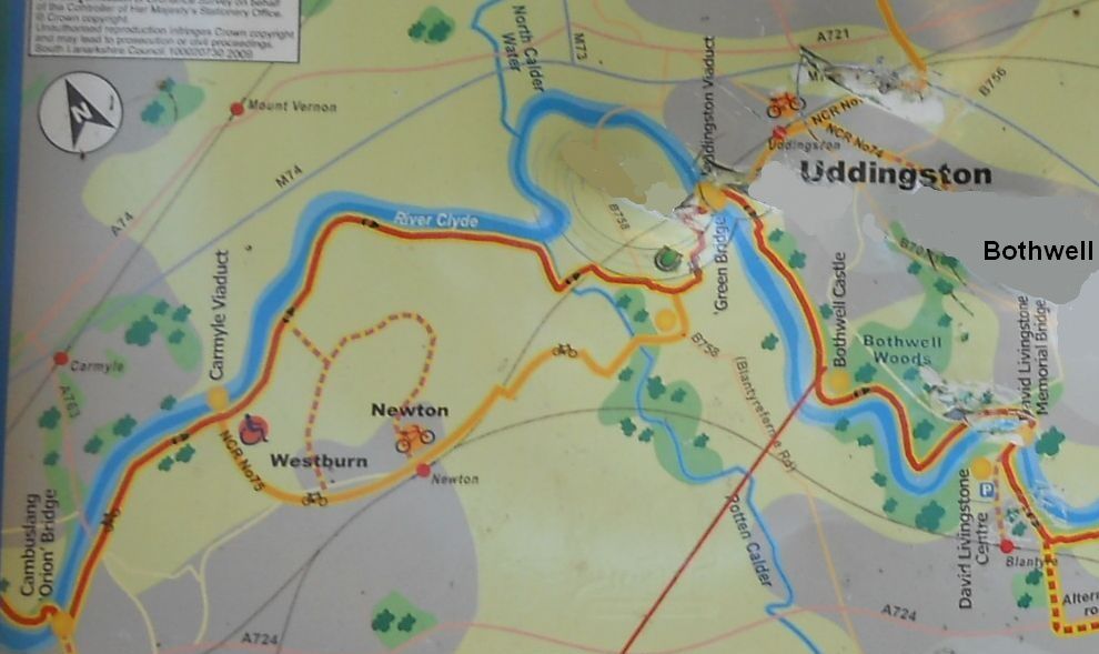 Map of River Clyde between Bothwell and Cambuslang