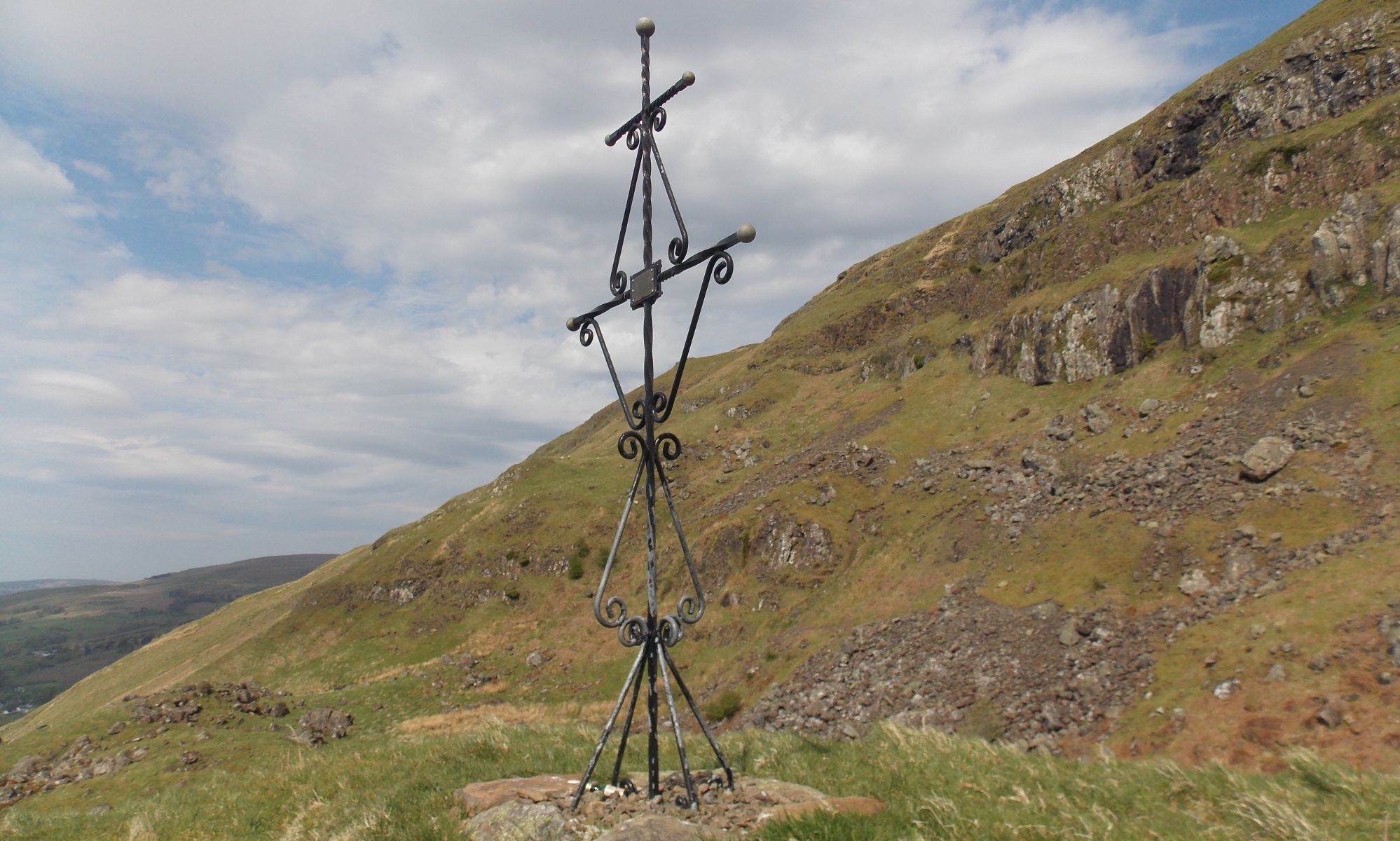 Memorial in the escarpment of the Campsie Fells