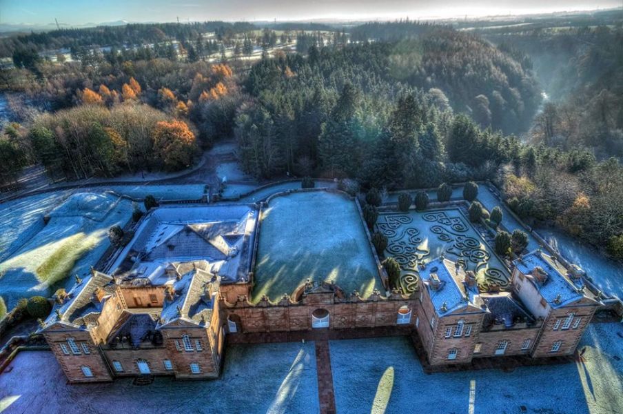 Aerial view of Chatelherault Lodge