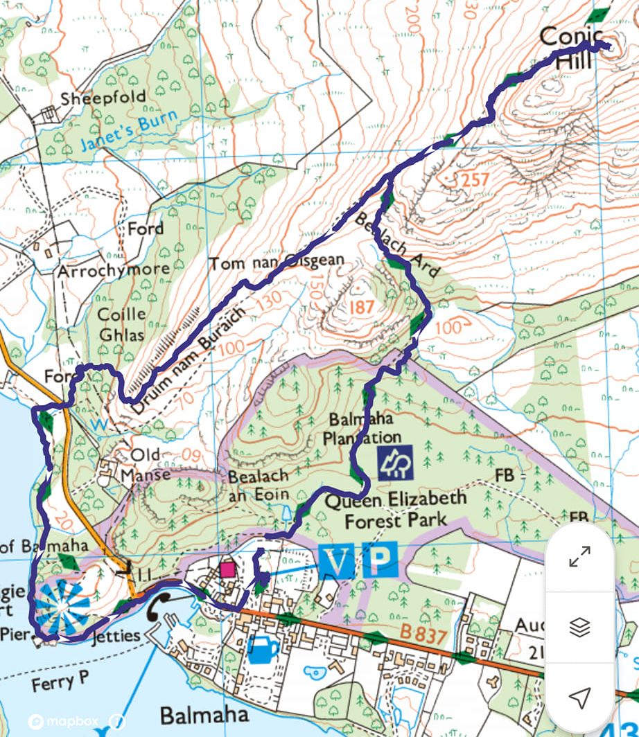 Route Map for Conic Hill