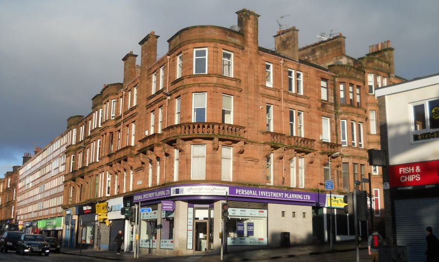 Sandstone tenement buildings at Anniesland