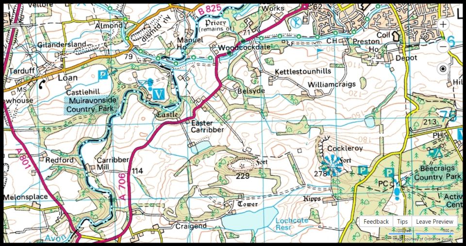 Location Map of Muiravonside Country Park