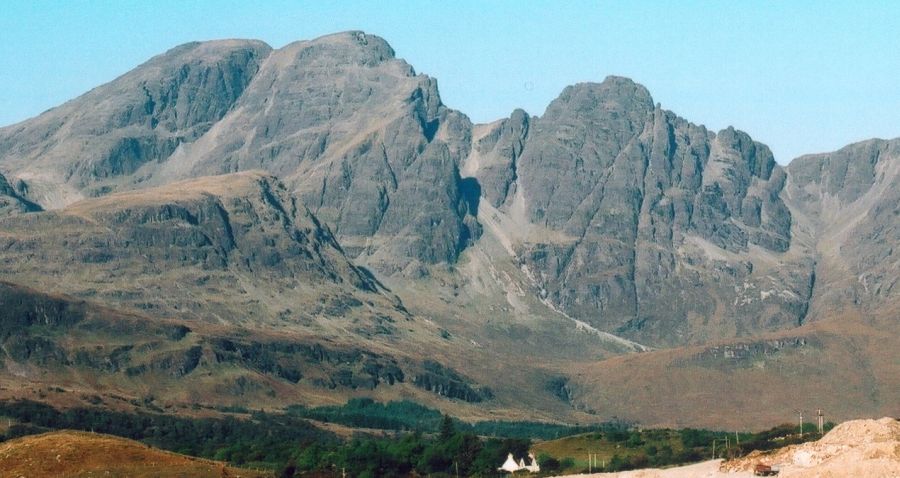 Blaven ( Bla Bheinn ) and Clach Glas on Isle of Skye in Western Islands of Scotland