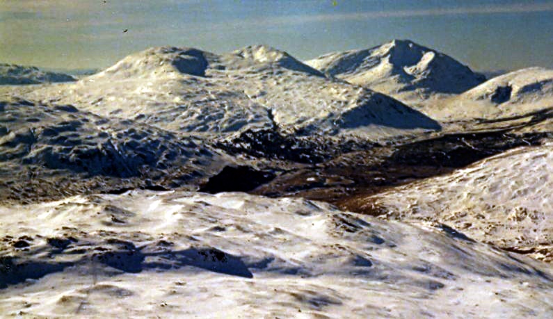 View from Ben Challum of Ben Oss, Beinn Dubhchraig and Ben Lui