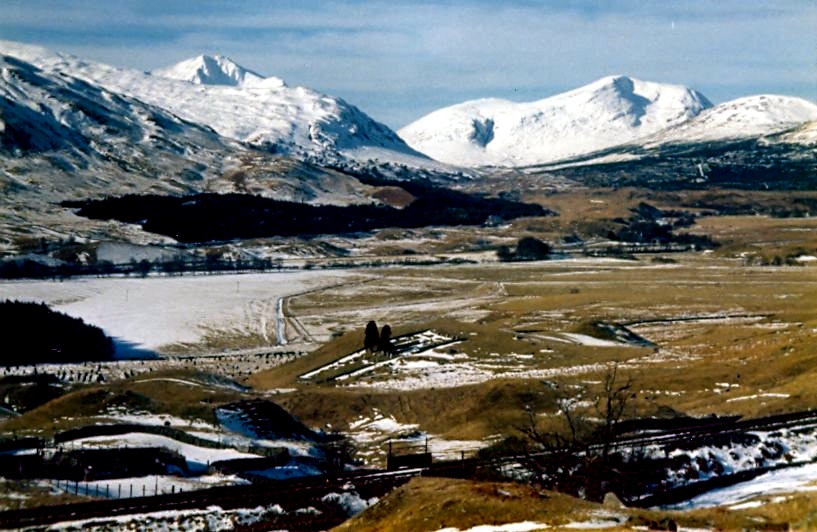 Ben Lui and Beinn Chuirn at start of ascent of Ben Challum