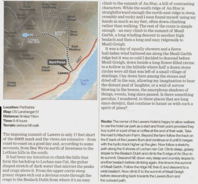 Map and Route Description for a Lochan na Cat Circuit in the Lawyers Group