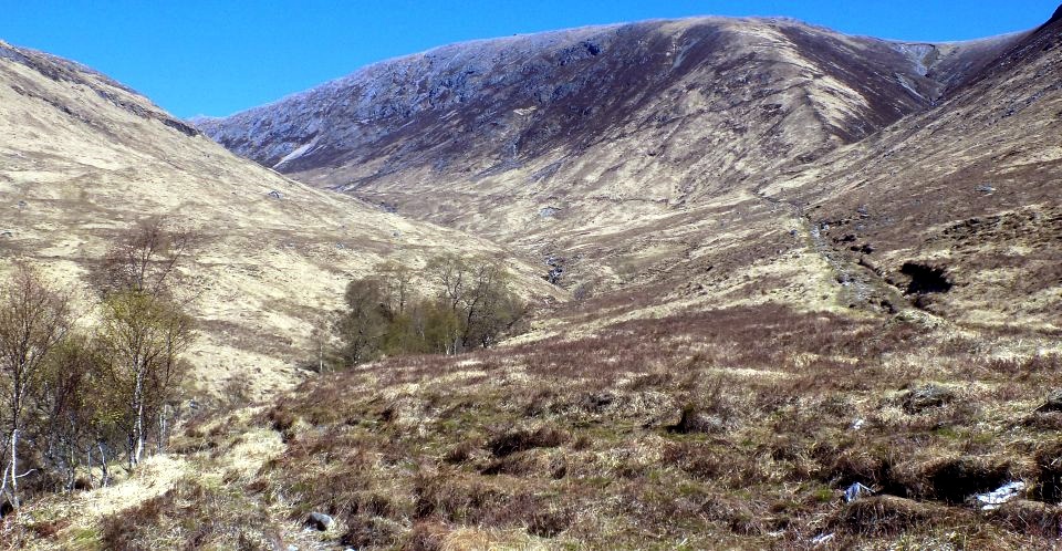 Zigzag path up side of Stob a'Choire Odhair from Allt Toaig