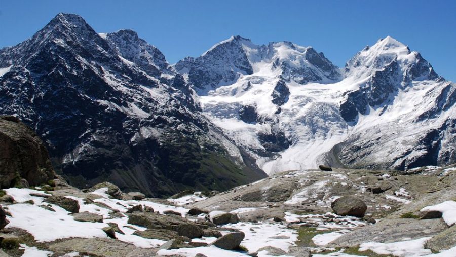 Alps above St. Moritz in the Engadine Valley of Switzerland