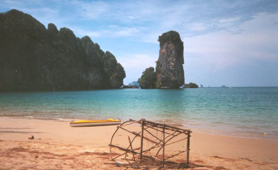 Beach at Hat Tham Phra Nang near Krabi in Southern Thailand