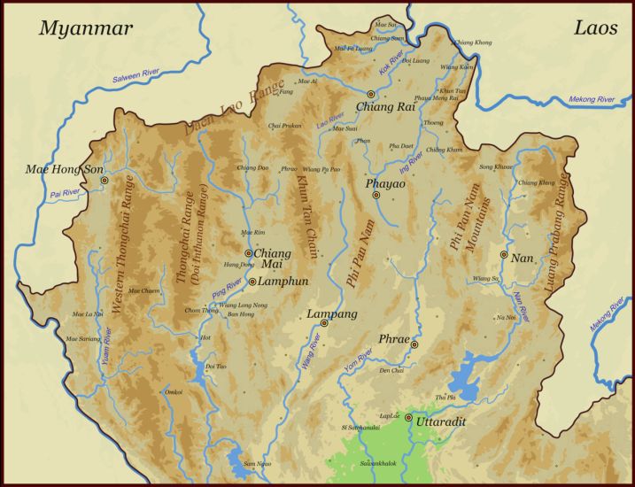 Map of the Highlands of Northern Thailand