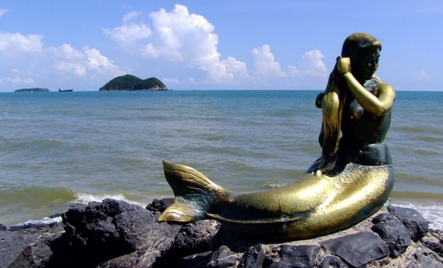 The Little Mermaid at Laem Samila in Songkhla