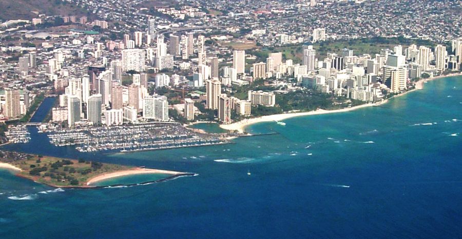 Aerial view of Waikiki