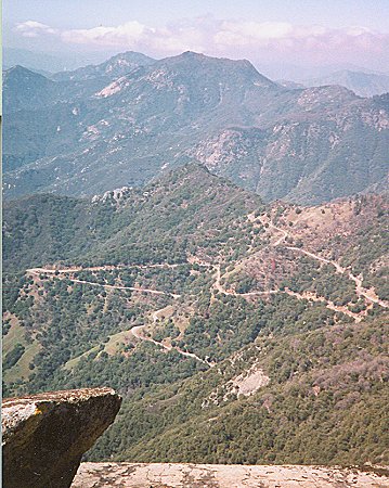 Zig-zags ( z-bends ) on approach road to Sequoia National Park