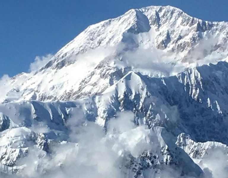 Aerial view of Denali ( Mount Mckinley ) in Alaska - the highest mountain in the USA and North America